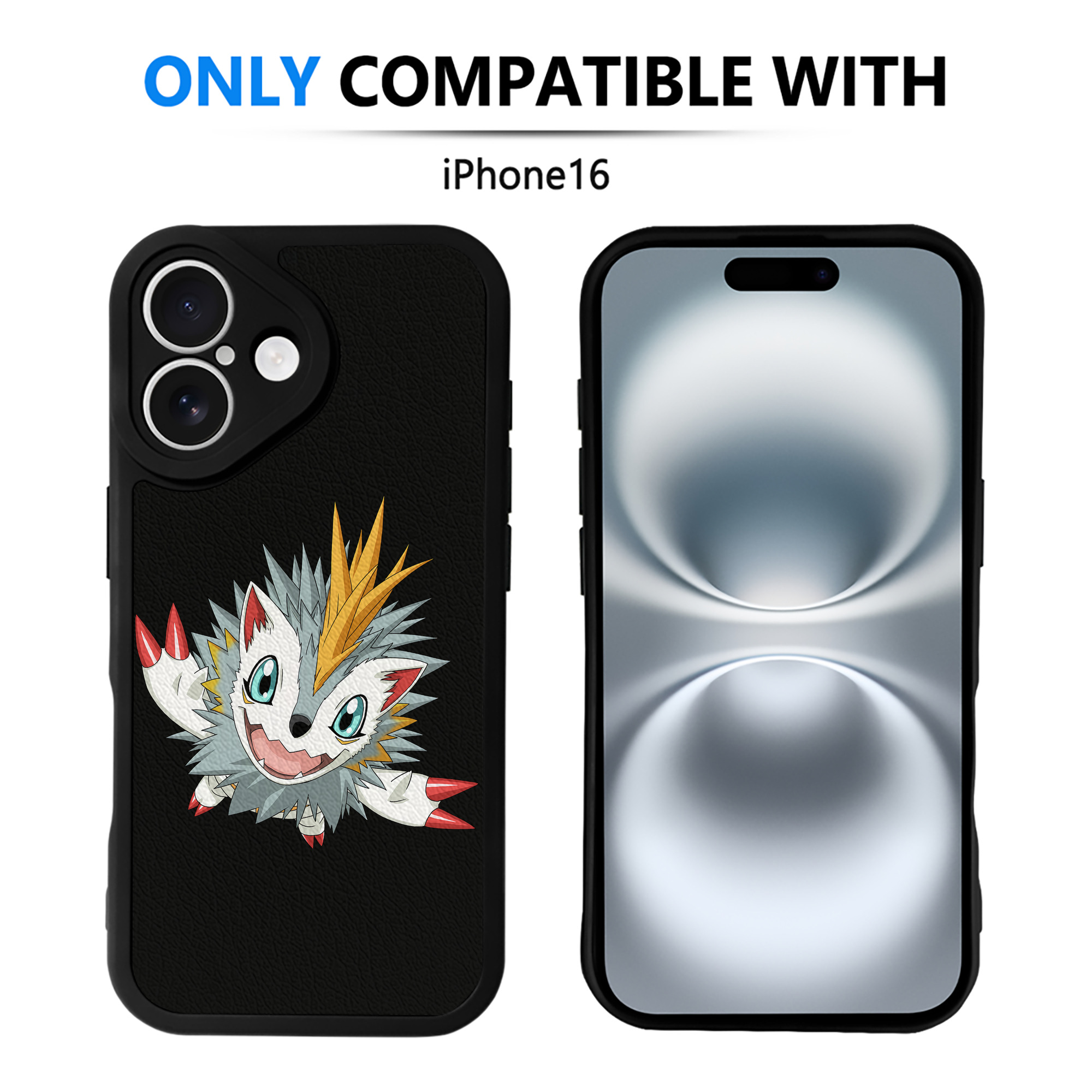 （画像用） Digimon デジタルモンスター/デジモン 【iPhone 16シリーズ対応】シリコンスマホケース（レザー調） 材質：シリコン